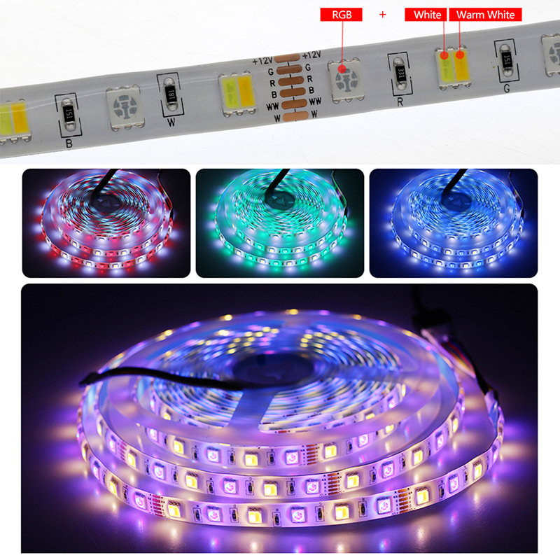 DC12V 16.4ft/5M 5050 RGB+CCT LED Strip Light Kit,60LEDs/M, With 44key IR Remote Controller, Flexible Color Changing LED Light Strip DC12V 16.4ft/5M 5050 RGB+CCT LED Strip Light Kit,60LEDs/M, With 44key IR Remote Controller, Flexible Color Changing LED Light Strip